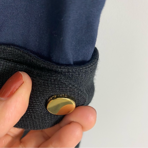 Tory Burch Loretta Navy Black Shirt Dress Two Tone Womens Medium Short Sleeve - Picture 6 of 7